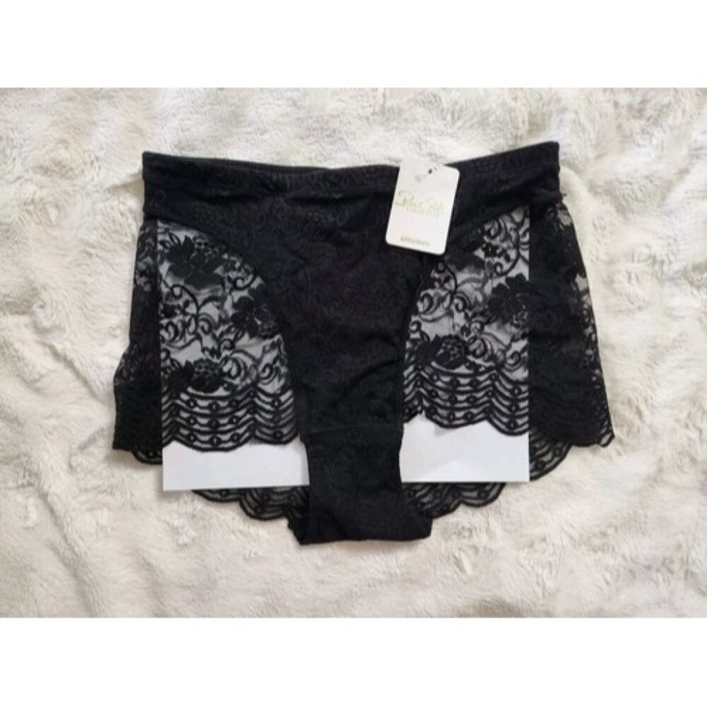 NEW Rene Rofe Sexy Black Stretch Lace Cheeky Lingerie Panties Hi Waist Size 6